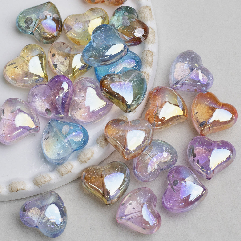 Clear Irregular Heart Acrylic Beads 14mm Glitter 10pcs 2