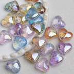 Clear Irregular Heart Acrylic Beads 14mm Glitter 10pcs 2