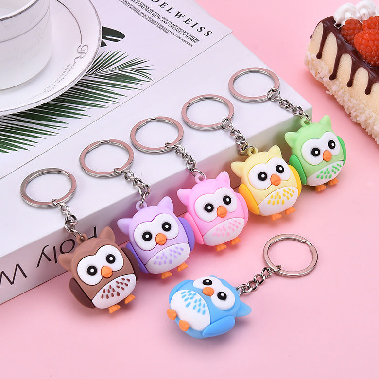 PVC Owl Keychain Cute Animal Charm Bright Colors Assorted 2