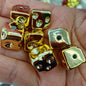 Metallic Cheese Shaped Acrylic Square Beads 14mm 100pcs 6