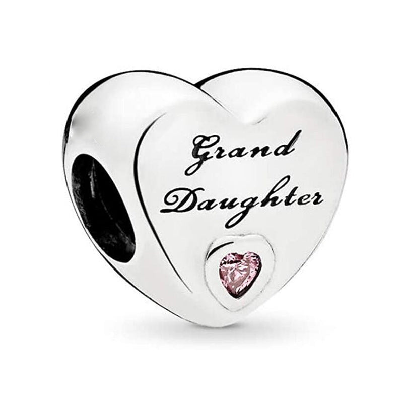Heart Metal Beads Polished Silver Tone Large Hole 1pc 3