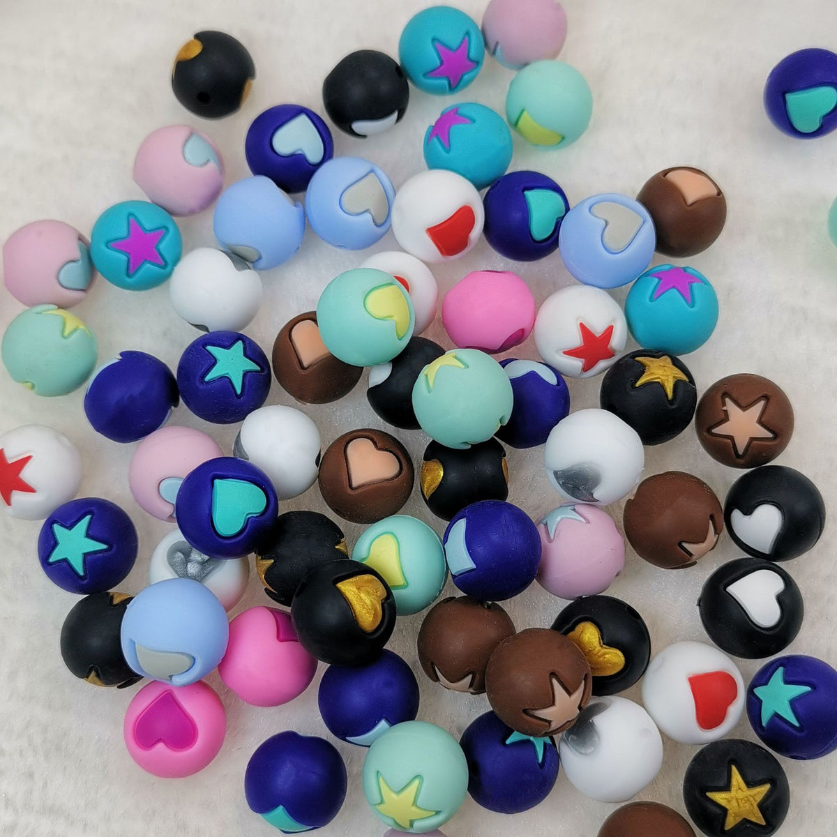 15mm Heart Silicone Beads Multi Color Layered Two Tone Matte 50pcs 4