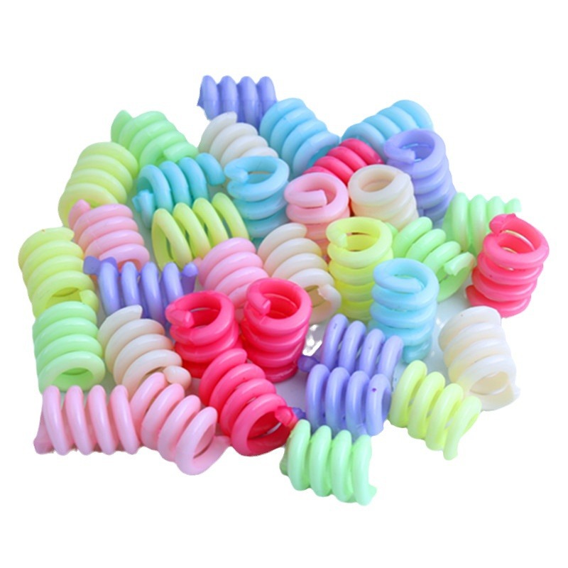 Spring Shaped Acrylic Beads 18mm Macaron Color Plastic Dreadlock 100pcs 4