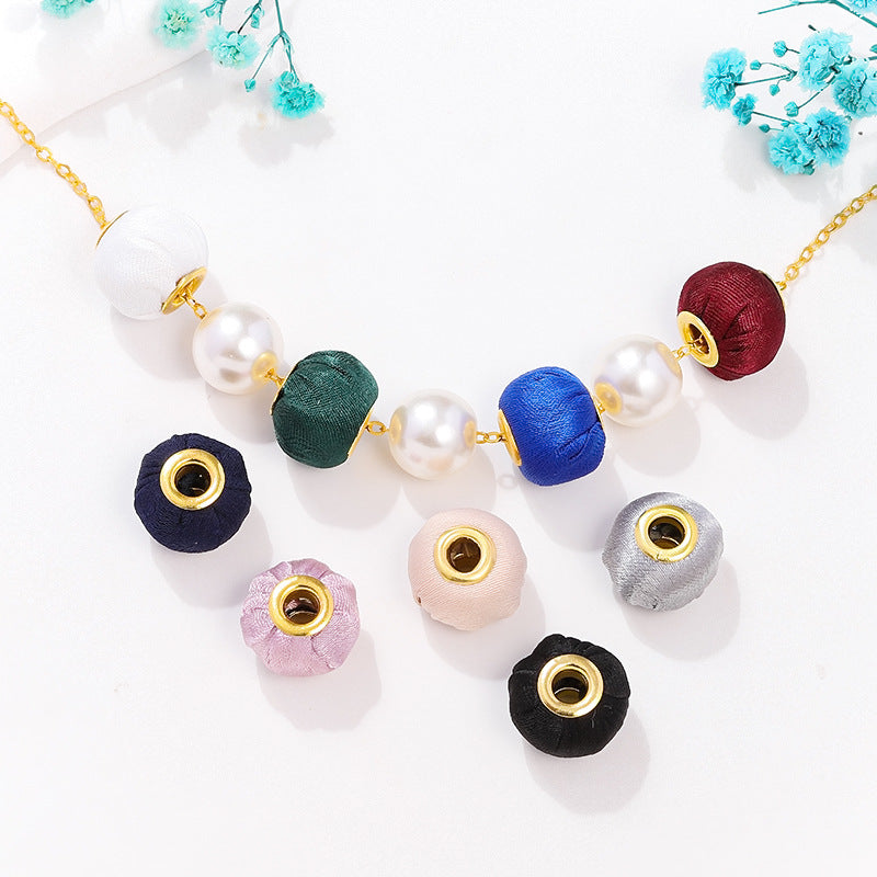 Fabric Spacer Beads 15mm Silky Large Hole 100pcs 4
