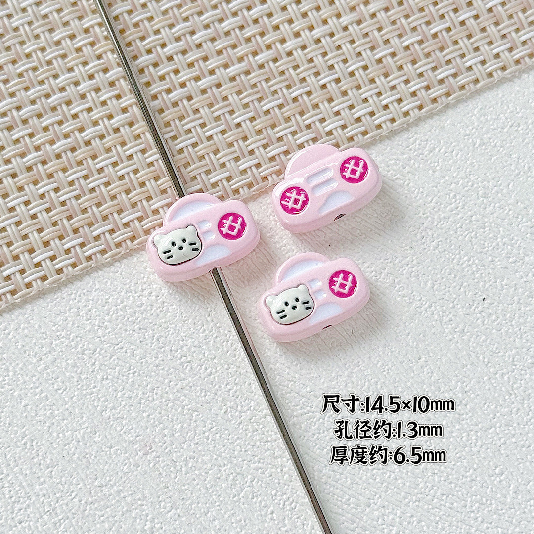 Kitten and Teddy Bear Metal Beads 14mm Hand Painted Alloy 10pcs 7