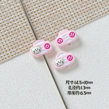 Kitten and Teddy Bear Metal Beads 14mm Hand Painted Alloy 10pcs 7
