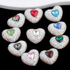 Rhinestone Heart Clay Beads 24mm White Sparkling Center 6pcs 2