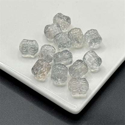Electroplated Transparent Glass Beads 12mm Etched Rainbow Pattern 100pcs 17