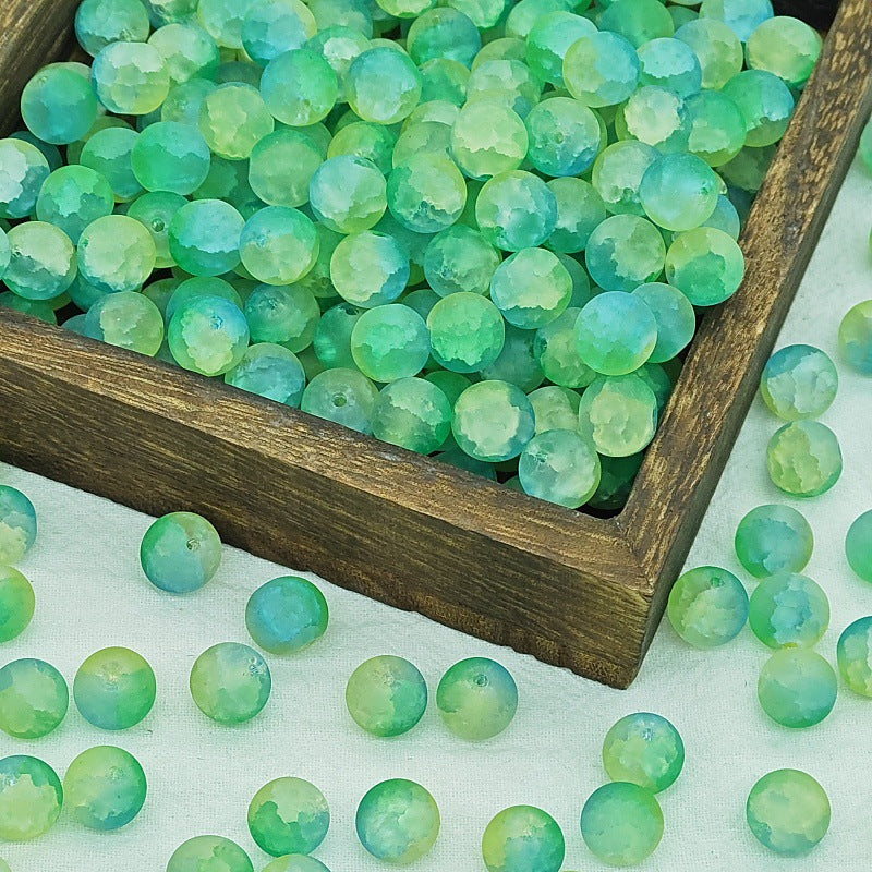 Frosted Round Glass Beads 10mm Muted Pastels Earth Tones 50pcs 5