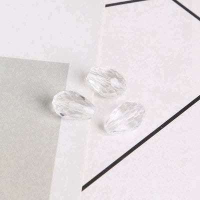 Faceted Teardrop Glass Beads 8x11mm Transparent Mixed Colors 10pcs 12