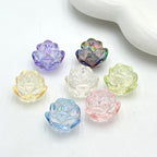 UV Plating Lotus Acrylic Beads 21mm Transparent Glossy 5pcs