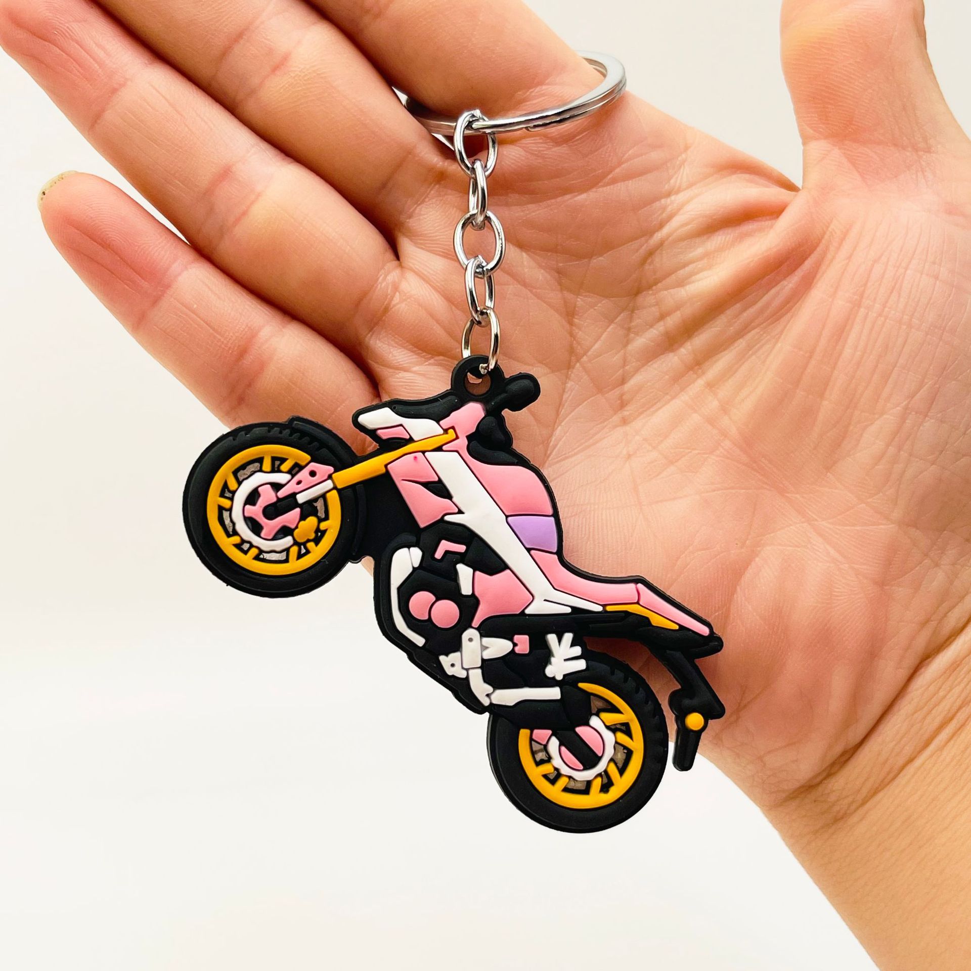 PVC Motorcycle Keychain Trendy Vibrant Colors Urban Style 6