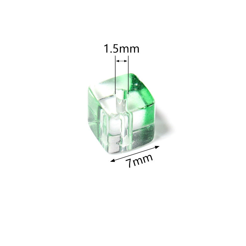 Transparent Square Glass Beads 7mm Pastel Mixed Colors 100pcs 4