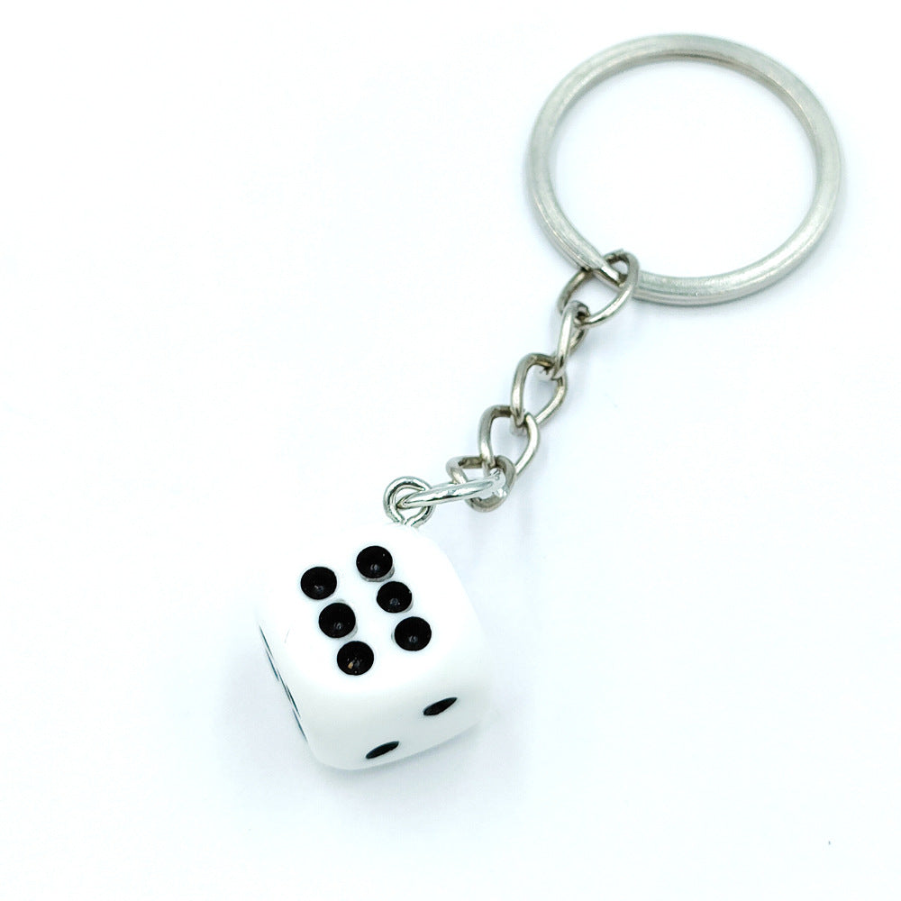 Resin Mini Dice Keychain Colorful Translucent Cube on Silver Chain 13
