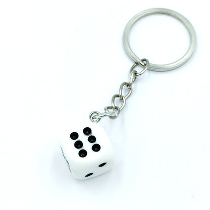 Resin Mini Dice Keychain Colorful Translucent Cube on Silver Chain 13