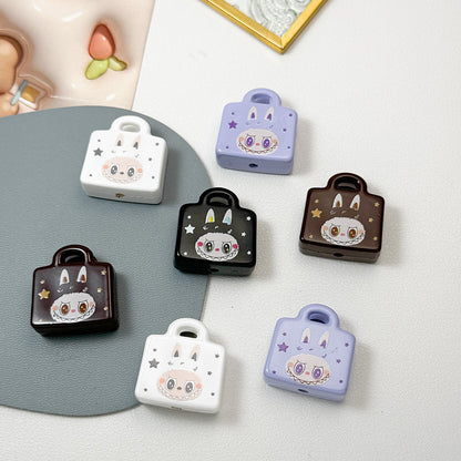 Printed Handbag Acrylic Beads 25mm Whimsical Face Star Design 50pcs 4