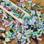 Painted Bamboo Tube Glass Beads 6X12mm Marbled Earth Tone 50pcs 3