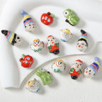 Ceramic Santa Claus and Clown Series Clay Beads Hand Painted 10pcs