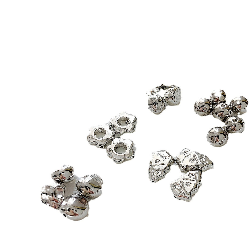 Christmas Tree Heart Acrylic Beads Silver Faceted CCB Plastic 3