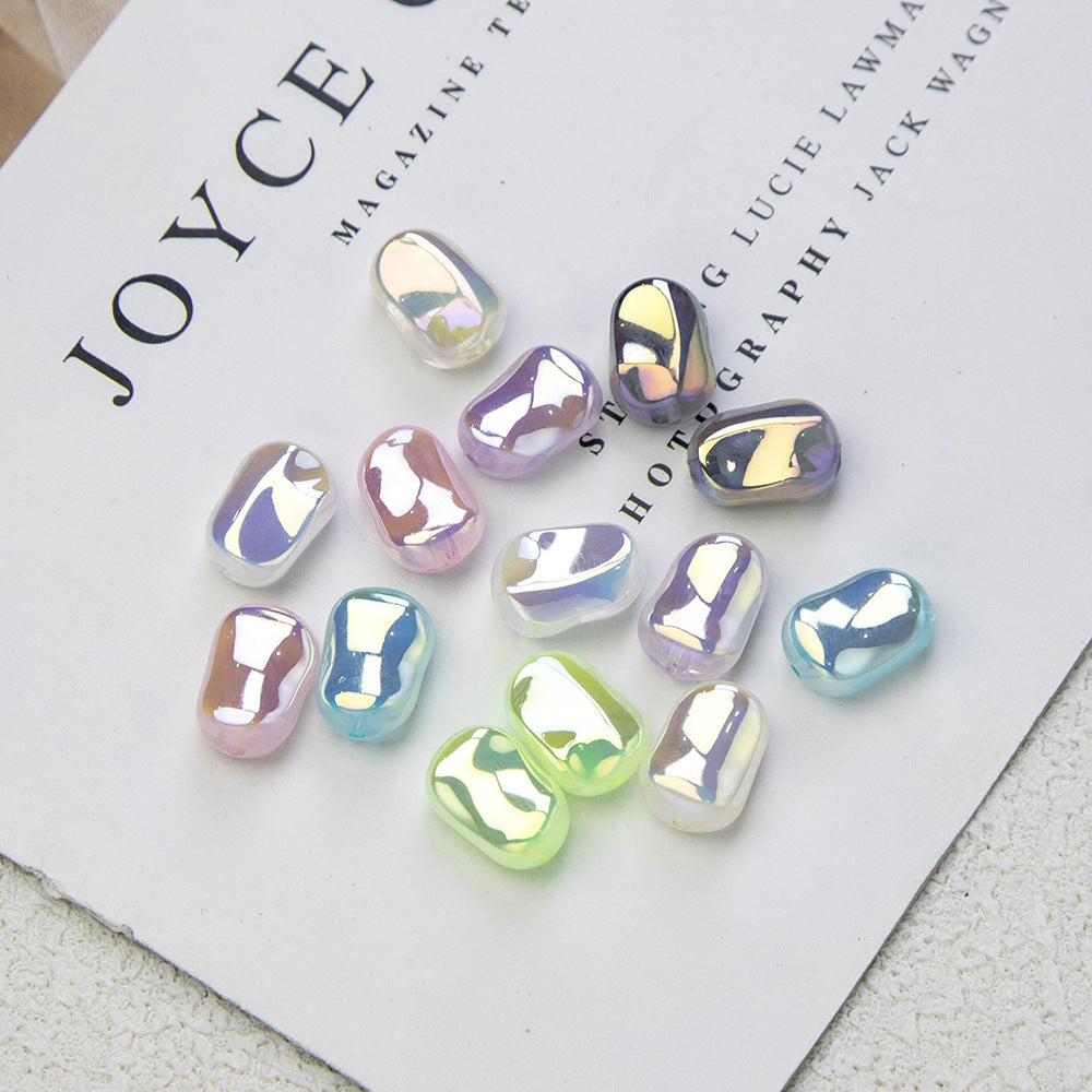Glossy Plating Irregular Shaped Acrylic Beads 16mm Pastel Colors 20pcs