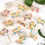 Flower Print Wooden Horse Acrylic Beads 18x23mm Colorful Floral 50pcs 4
