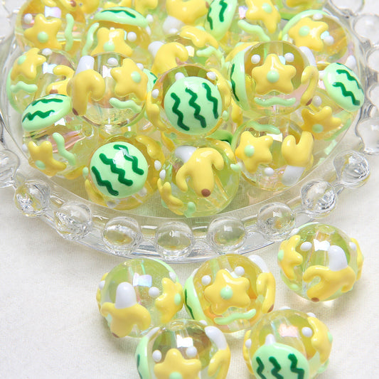 Hand-Painted Fruit Series Acrylic Beads 18mm Glossy 10pcs 2