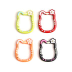 Painted Kitty Keychain Metal Zinc Alloy Floral Design 6pcs 3