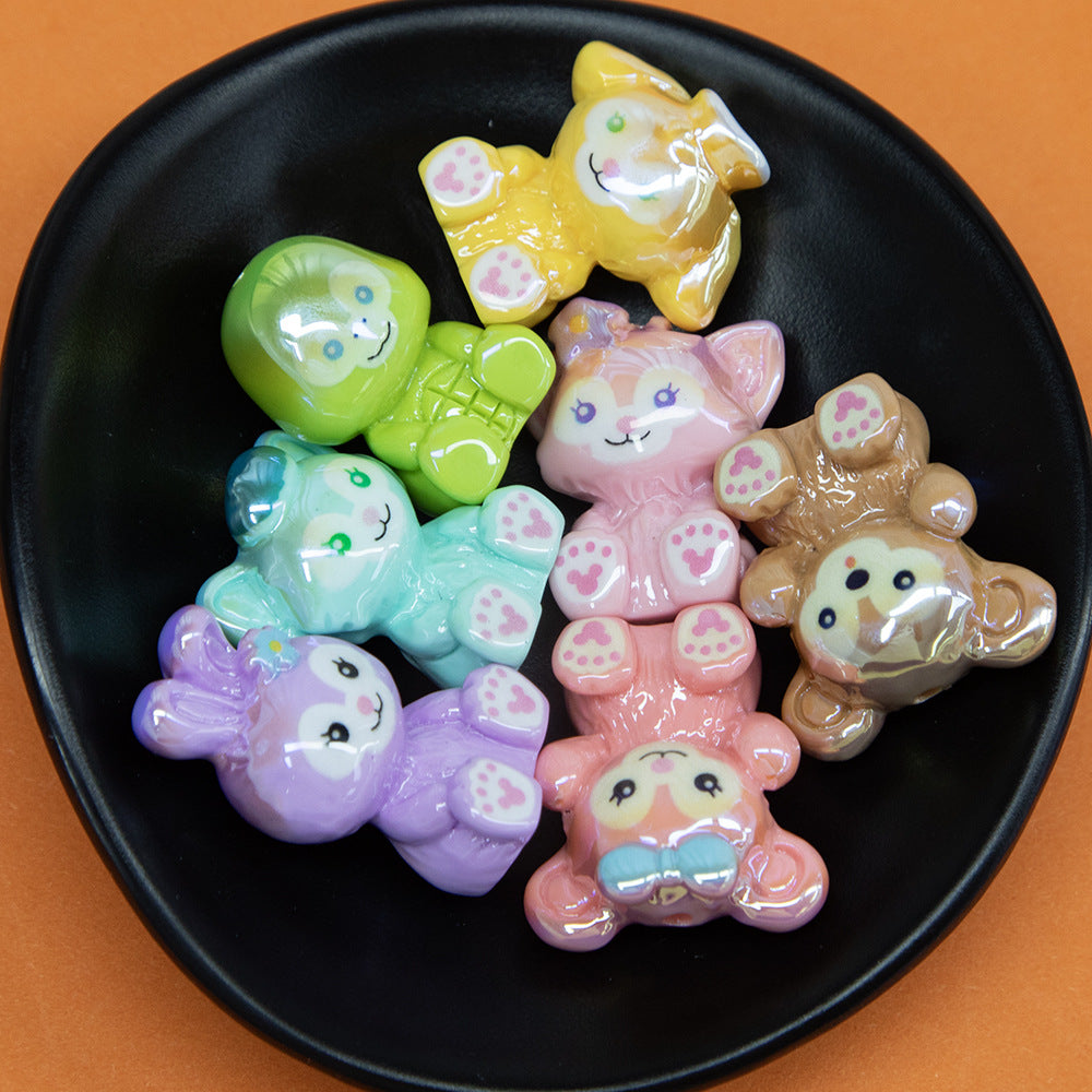 Plating 3D Animal Resin Beads Charming Glossy Disney Series 10pcs 4