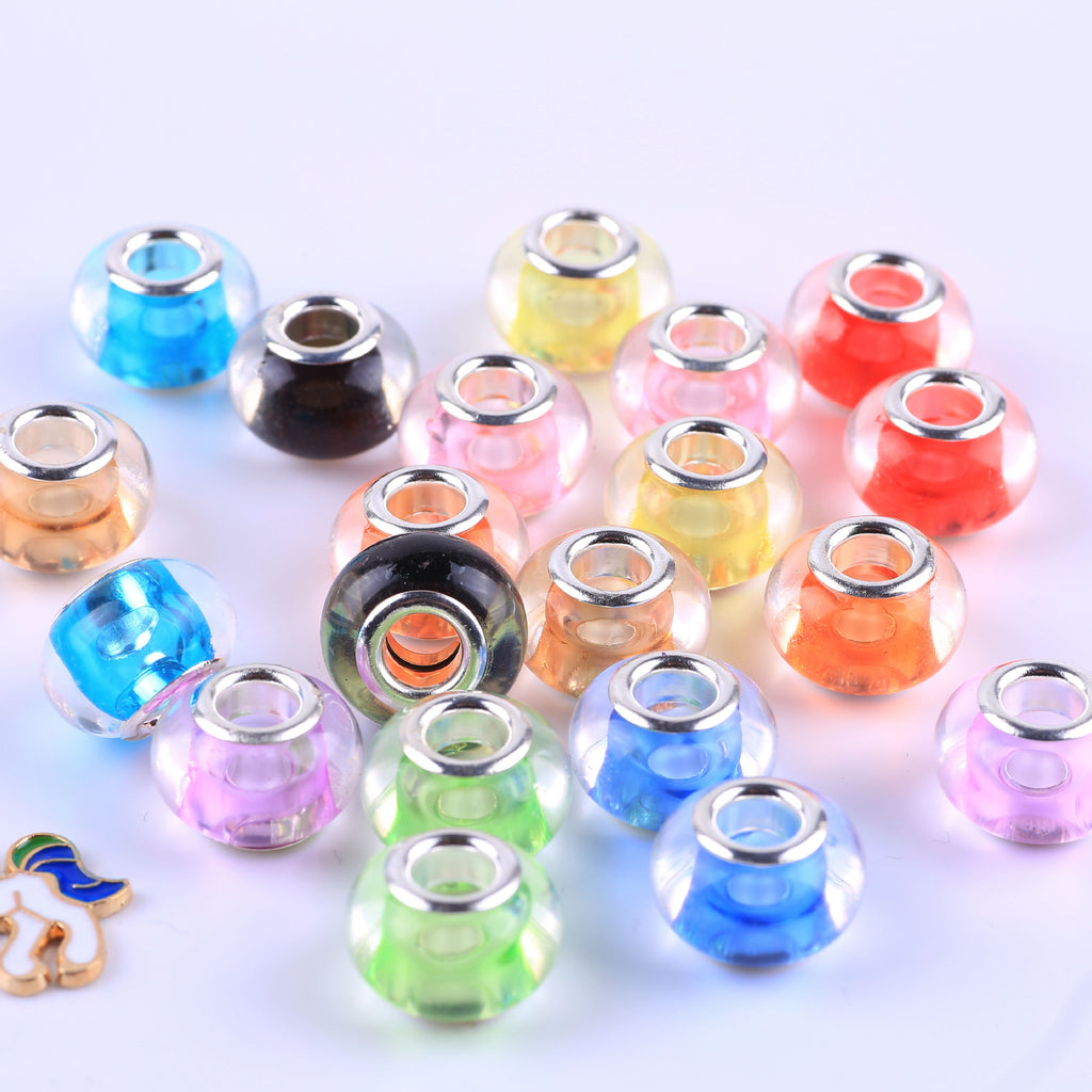 Acrylic Spacer Beads 14mm Glossy Transparent Dyed Core 100pcs 4