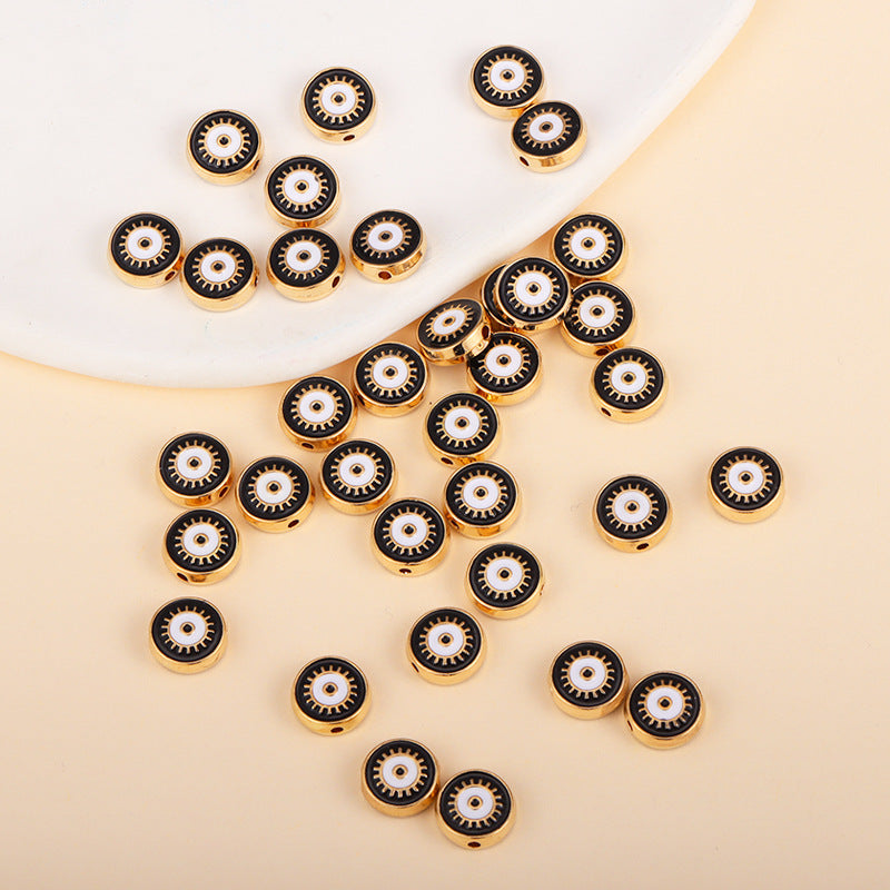 Irregular Shaped Metal Beads Double-Sided Enamel Evil Eye 20pcs 35