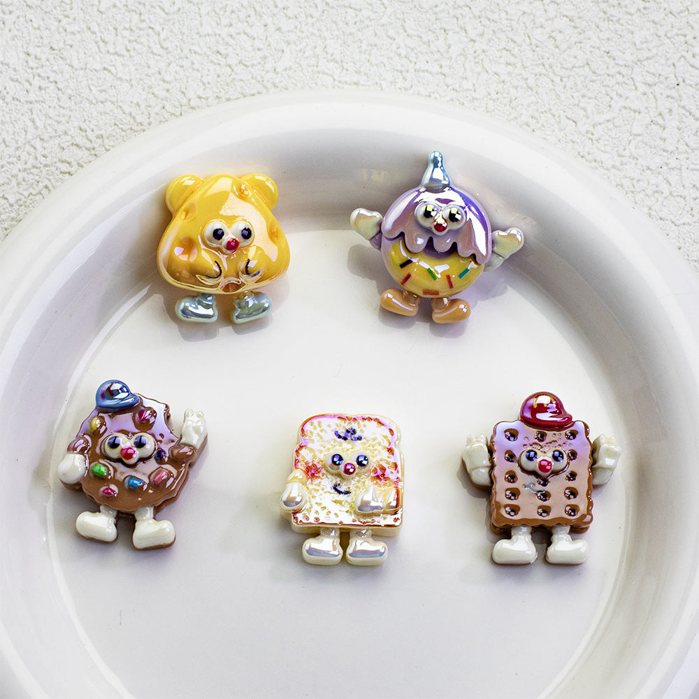 Plating Personified Food Resin Beads Glossy Mixed Colors 20pcs 4