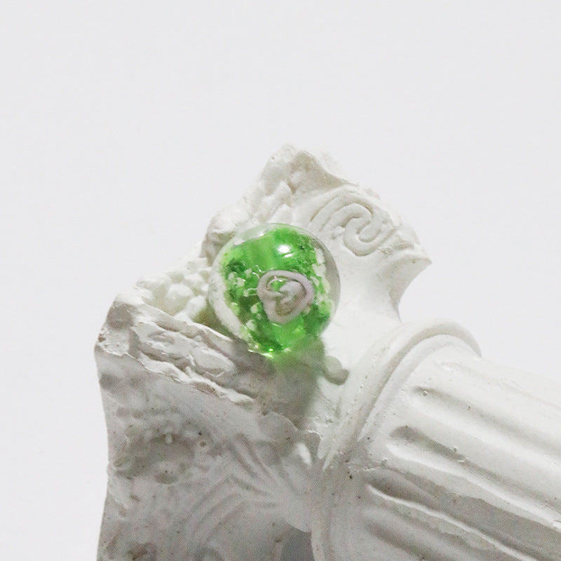 Electroplated Flower Glass Beads 12mm Glow in the Dark Gold Sand 5pcs 7