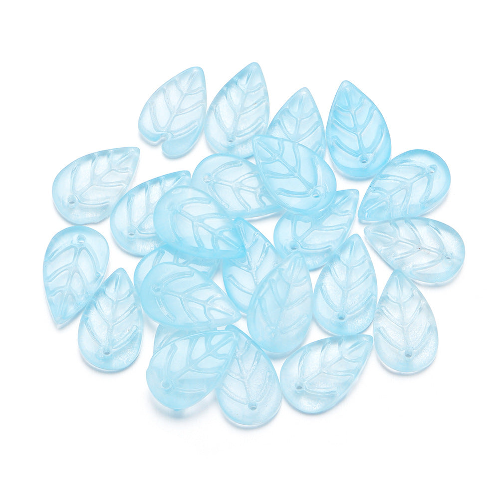 Czech Glass Beads Leaf 17mm Frosted Mixed Colors Gold Accents 30pcs 6