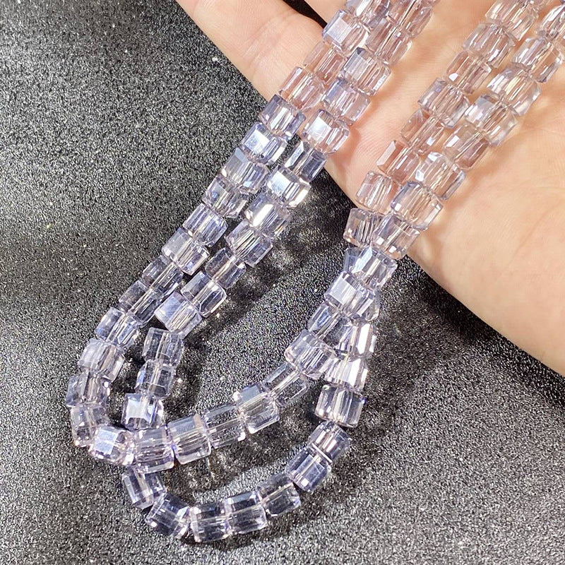 Square Transparent Glass Beads 8mm Clear Iridescent Shine 50pcs 23