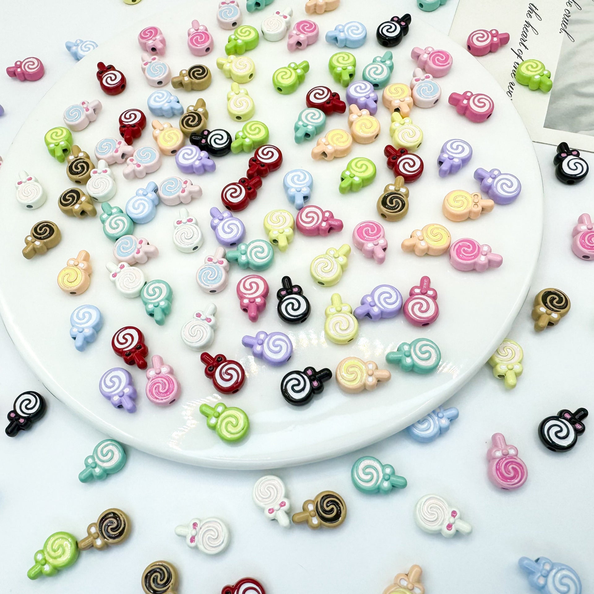 Lollipop Metal Beads 12mm Painted Alloy 10pcs 3