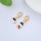 Metal Cat Keychain Enamel Colorful Gold Clasp Charm