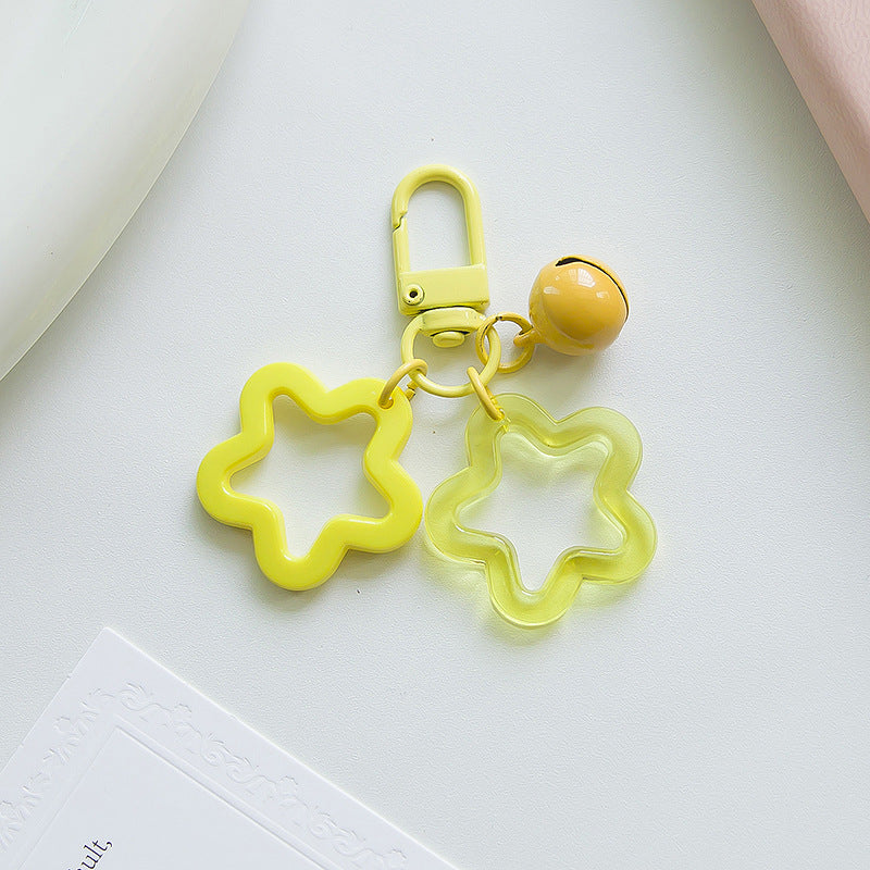 Acrylic Hollow Pentagram Star Keychain with Glossy Bell Charm 7