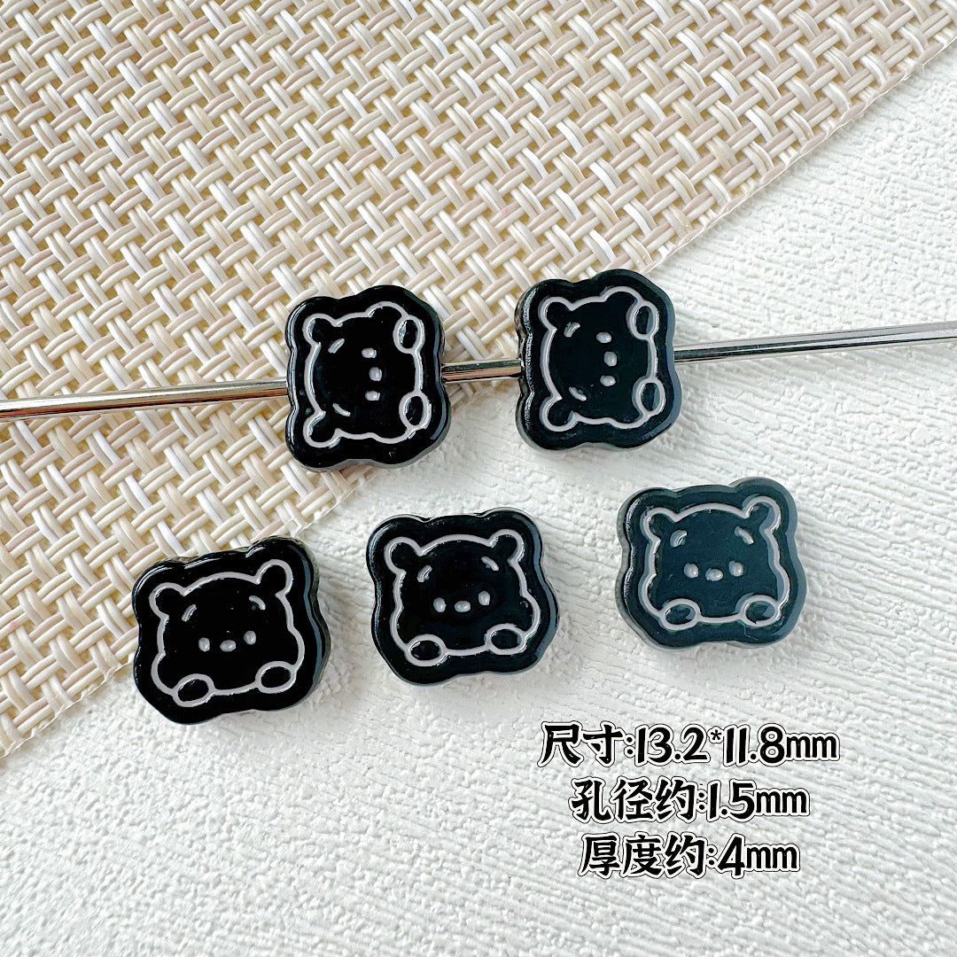 Bear Metal Beads 13mm Glossy Painted Alloy 10pcs 10