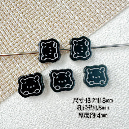 Bear Metal Beads 13mm Glossy Painted Alloy 10pcs 10