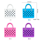 Silicone Focal Beads Simulated Beach Bag Textured with Round Handles 20pcs 2