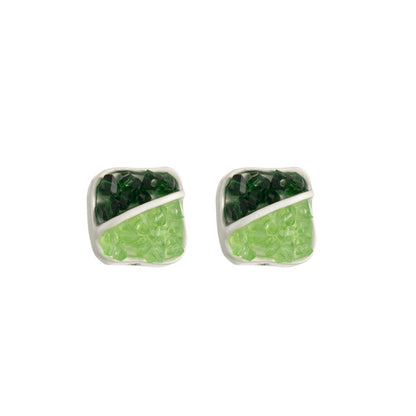Two Color Square Rhinestone Beads 14mm Fragmented Zinc Alloy 5pcs 5