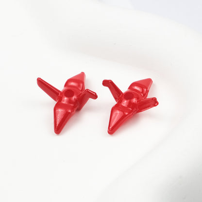 Painted Origami Crane Acrylic Beads 16mm Colorful Glossy 50pcs 11