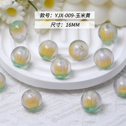 Clear Tulip Resin Beads 16mm Round Translucent Sparkle 10pcs 14