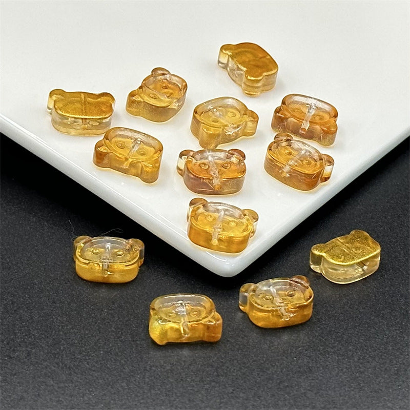 Bear Shape Transparent Glass Beads 14mm Colorful Mix 100pcs 8