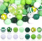 Bubblegum Beads 20mm Rainbow Glossy Striped Polka Dot Chunky Mix 50pcs 7