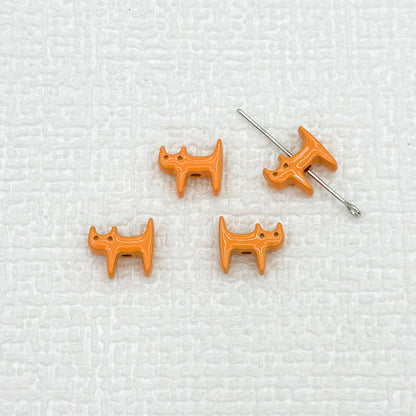 Cat Shaped Metal Beads 12mm Glossy Colorful Painted Alloy 20pcs 9