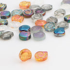 Electroplated Flat Spiral Shell Glass Beads 12mm Iridescent 30pcs