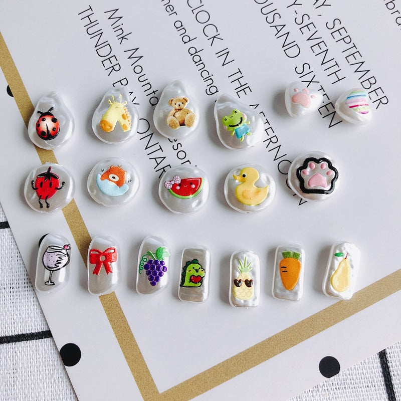 Hand Painted Irregular Shaped Acrylic Beads Imitation Pearl 10pcs