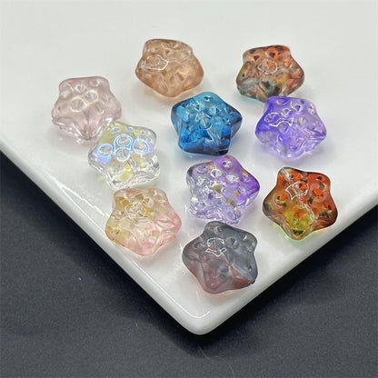 Meteor Crater Five-Pointed Star Glass Beads 14mm Transparent 100pcs