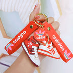 Mini High Top Basketball Shoe Keychain Red Burgundy PVC Soft